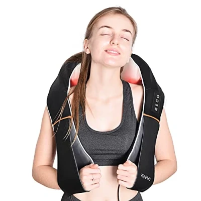 Abbildung von RENPHO Nackenmassagegerät mit Wärme, Schulter Massagegerät, Elektrisches Shiatsu Massagegerät für Nacken und Rücken, 3D Rotation Massage Einstellbaren Geschwindigkeiten