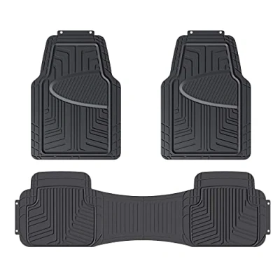 Abbildung von Amazon Basics 3 teilige Gummi Bodenmatte mit voller Abdeckung für Autos, SUVs und LKWs, schwarz