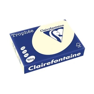 Abbildung von Clairefontaine 1101C Ries Druckerpapier / Kopierpapier Trophee, intensive Farben, DIN A4, 160g, 250 Blatt, Elfenbein, 1
