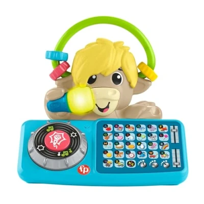 Abbildung von Fisher Price Lernspielzeug für Babys und Kleinkinder, Beat Bande ABC DJ Yak Taylor mit interaktiver Musik Lichtern Kinder ab 9 Monaten, deutsche Ausgabe, HYL30