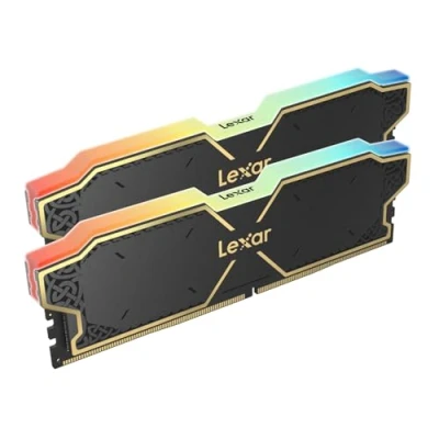 Abbildung von Lexar THOR RGB DDR5 RAM 32GB Kit (2x16GB) 6000 MHz, DRAM 288 Pin UDIMM Desktop Speicher, Hochleistungs Gaming Computerspeicher unterstützt Intel XMP 3.0/AMD Expo, On die ECC, 1.35V(LD5U16G60C38BG RGD)