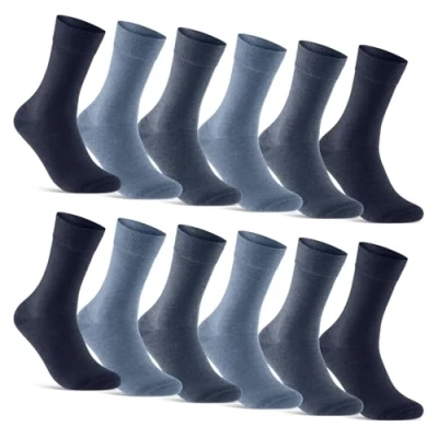 Abbildung von 12 Paar Socken Herren Business Baumwolle Herrensocken 70203T (Jeans Blau Navy 39 42)