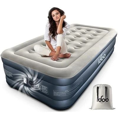 Abbildung von iDOO Einzel Luftmatratze, luftbett Selbstaufblasend 1 Person mit Integrierter Luftpumpe, Gästebett Schnelles Selbstaufblasbare und Luftablassen, Camping Aufblasbare Matratze 100x190x46cm, 250 kg Max