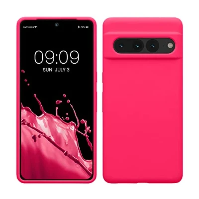 Abbildung von kwmobile Hülle kompatibel mit Google Pixel 7 Pro Silikon Handy Case Handyhülle weiche Oberfläche kabelloses Laden Neon Pink