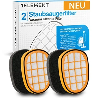 Abbildung von 2 Filter für Philips SpeedPro Max Aqua Plus Staubsauger [FC6826, XC7042, XC8045, XC8147, XC8347] Einlagefilter gegen Feinstaub Ersetzt FC5005/01 1ELEMENT