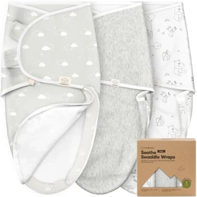 Abbildung von 3 Pack Pucksack Baby 0 monate Bio Baumwolle Pucktuch Baby, Ergonomische Schlafsack Neugeboren, Reißverschluss, Leicht zu wechselnde Babyschlafsack, Neugeborene Wickeltuch (Aspire)