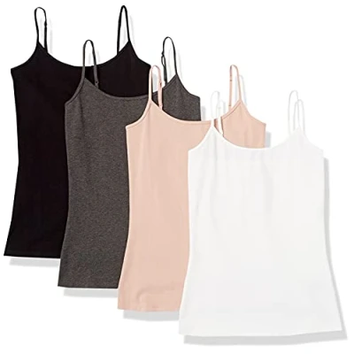 Abbildung von Amazon Essentials Damen Mieder mit schmaler Passform, 4er Pack, Dunkelgrau Meliert/Schwarz/Staubrosa/Weiß, L