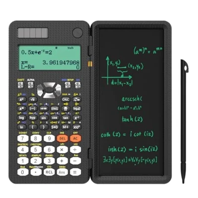 Abbildung von NEWYES Scientific Taschenrechner 417 Funktionen Engineering Calculator mit Schreibtafel und Stift für Studenten, Lehrer, Ingenieure, Technisch Wissenschaftlich, Solar Batterie Dual Stromversorgung