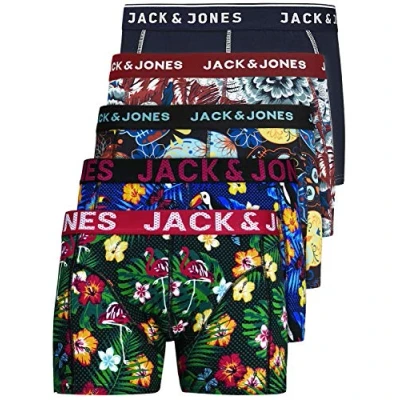 Abbildung von JACK &amp; JONES Herren Unterhosen 5er Set/Pack Sale Männer Marken Boxershorts Weiss schwarz blau grau Shorts Trunks 95% Baumwolle S M L XL XXL (L, Pack Mix 1)