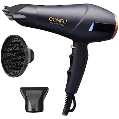 Abbildung von 2300W Profi Föhn Ionen Technologie Salon Haartrockner mit Diffusor StylingDüse, CONFU Professional Fön Motor AC Schnell Trocken Leistungsstark 2 Geschwindigkeit und 3 Heizstufen Kalt 220V