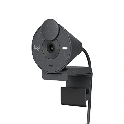 Abbildung von Logitech Brio 300 Full HD Webcam mit Sichtschutz, Mikrofon Rauschunterdrückung, USB C, Zertifiziert für Zoom, Microsoft Teams, Google Meet, Streaming, Automatische Lichtkorrektur Graphit