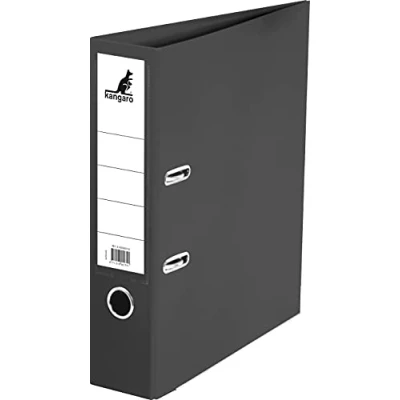 Abbildung von Kangaro PP Kunststoff Ordner 7,5 cm Rückenbreite DIN A4. Farbe Schwarz (Ringordner, Aktenordner, Briefordner), K 3000K314, 7.5x28.5x31.5