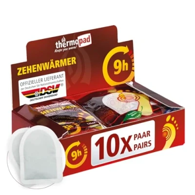 Abbildung von Thermopad Zehenwärmer DAS ORIGINAL: 10 Paar Wärmepads für 8 Stunden Wärme I Sofort einsatzbereite Fußwärmer Extra Warmer Fusswärmer ideal Outdoor Aktivitäten &amp; Ski Schuhe Fuss Wärmekissen