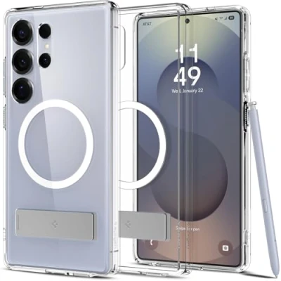 Abbildung von Spigen Ultra Hybrid S MagFit Hülle für Samsung Galaxy S25 Ultra, Kompatibel mit MagSafe Clear White