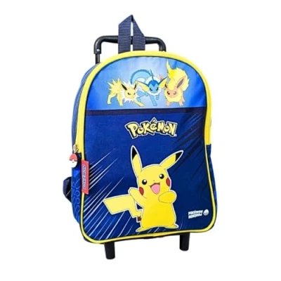 Abbildung von mybagstory Trolley Pokémon Blau Kinder Schule Kindergarten Grundschule Jungen Größe 32 cm verstellbare Träger Rollen Geschenkidee, Pokemon