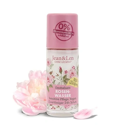 Abbildung von Jean &amp; Len Deobalsam Rosenwasser, schenkt auf natürliche Weise bis zu 24h Deo Schutz, sensitive Pflege, Ideal auch nach der Rasur, ohne Aluminiumsalze Alkohol, vegan, 50 ml