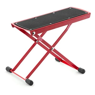 Abbildung von TIGER GST35 RD Gitarren Fußbänkchen, Höhenverstellbare, zusammenklappbare Fußstütze für Klassische, Akustische und Elektrische Gitarre Rot