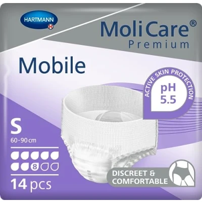 Abbildung von MoliCare Premium Mobile Einweghose: Diskrete Anwendung bei Inkontinenz für Frauen und Männer; 8 Tropfen, Gr. S (60 90 cm Hüftumfang), 14 Stück