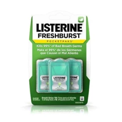 Abbildung von Listerine Pocketpaks Fresh Burst Breath strips 3 Pack of 24 (total 72 strips) by N/A