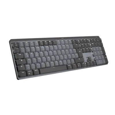 Abbildung von Logitech MX Mechanische kabellose beleuchtete Performance Tastatur, Taktile leise Tasten, Hintergrundbeleuchtung, Bluetooth, USB C, macOS, Windows, Linux, iOS, Android, Metall, Deutsches QWERTZ Grau