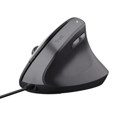 Abbildung von Trust Yuno Vertikale Maus, Ergonomische Maus für Rechtshänder, Vorbeugung Gegen Mausarm/Tennisarm (RSI Syndrom), 60% Recyclingkunststoff, PC mit Kabel, Computer, Laptop, Mac Schwarz