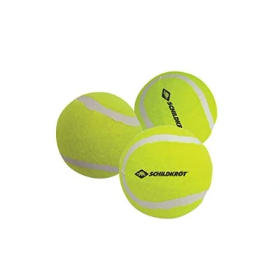 Abbildung von Schildkröt® Freizeit Tennisbälle, 3 Stück, drucklos im Meshbag, gelber Filz, für das erste Tennis Spiel auf der Straße, Hof, 970048