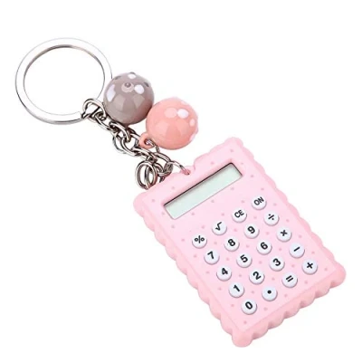 Abbildung von VBESTLIFE Taschenrechner, Portable Pocket Candy Farbe PVC 8 stelliger elektronischer Taschenrechner mit Silikonknöpfen und Schlüsselanhänger Schnalle für Kinderstudenten(Rosa)