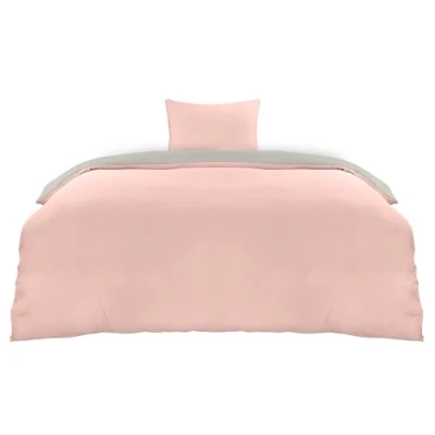 Abbildung von Utopia Bedding Bettwäsche 135x200 Set Mikrofaser Bettbezug cm + 1 Kissenbezug 80x80 Grau/Rosa