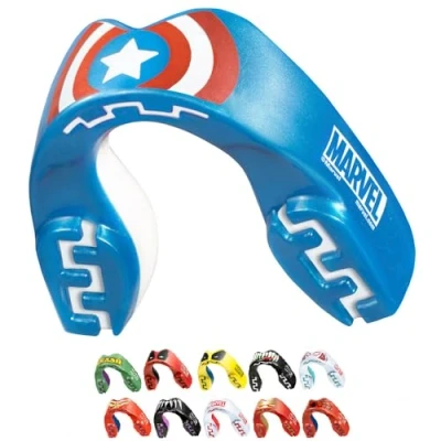 Abbildung von Marvel Captain America Sport Zahnschutz Erwachsene und Kinder Mundschutz Für alle Vollkontakt Sportarten einschließlich Rugby, MMA, Kampfsport, Kickboxen, Judo, Hockey &amp; Boxe