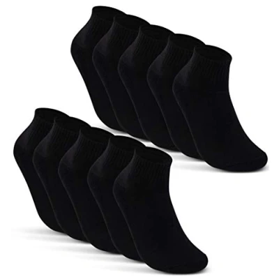 Abbildung von 10 Paar Sneaker Socken Herren Schwarz Quarter Sportsocken Gepolstert Frotteesohle Atmungsaktiv Baumwolle 16200 WP (43 46 Schwarz)