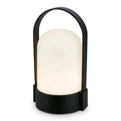 Abbildung von BRILONER LED Tischlampe kabellos IP44 mit Touch, dimmbar in Stufen, Akku tauschbar, Nachttischlampe, Leselampe, Lampe, Campinglampe, Tischleuchte, Outdoor, 9x8x15,5 cm, Schwarz