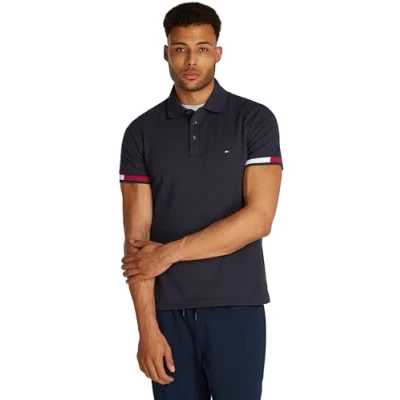 Abbildung von Tommy Hilfiger FLAG CUFF SLIM Poloshirt, Herren, Größe: XXL, Desert sky