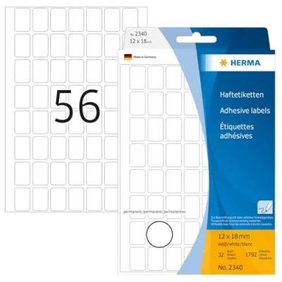 Abbildung von HERMA 2340 Vielzweck Etiketten, 12 x 18 mm, weiss, Grosspackung