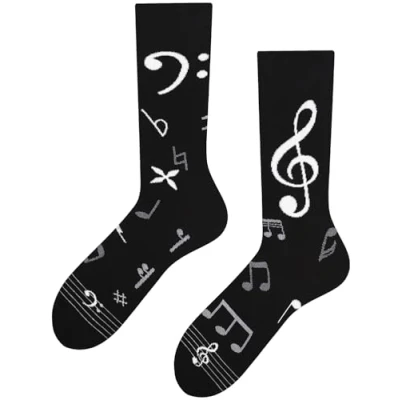 Abbildung von TODO Lustige Bass Noten Socken Damen, Coole Motiv,Musiknoten mit Bassschlüssel 35 38