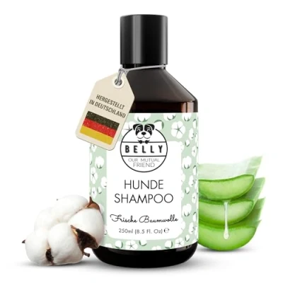 Abbildung von Belly Sensitives Hundeshampoo 250ml Natürliches Shampoo Hund Empfindliche Haut, Frisches Baumwollaroma, Allergen und Parabenfrei Feuchtigkeitsspendendes auf Pflanzenbasis