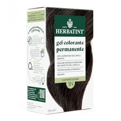 Abbildung von Herbatint Permanente Haarfarbe 3N Dunkelbraun 170 ml Ammoniakfrei, 100% Abdeckung für weißes Haar empfindliche Haut, mit 8 natürlichen Bio Extrakten