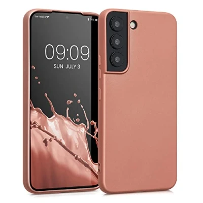 Abbildung von kwmobile Case kompatibel mit Samsung Galaxy S22 Hülle Schutzhülle aus Silikon metallisch schimmernd Handyhülle Metallic Bronze