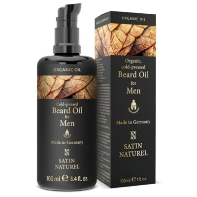 Abbildung von BIO Bartöl kaltgepresst Herren 100ml Ideales Geburtstagsgeschenk Männer Intensive tägliche Bartpflege mit männlichem Duft Wachstum Beard Oil Satin Naturel ✓