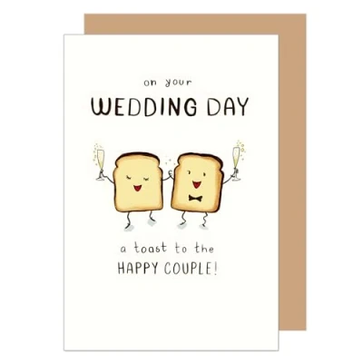 Abbildung von Edition Seidel Premium Glückwunschkarte zur Hochzeit mit Umschlag aus Kraftpapier. Hochzeitskarte Grußkarte Vermählung Just Married Wedding Brautpaar Toast anstoßen (H487 SW024)