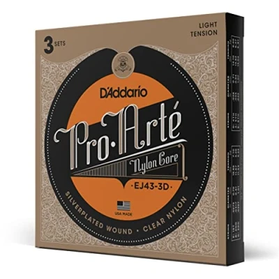 Abbildung von D&#039;Addario Gitarrensaiten Pro Arte Saiten Konzertgitarre EJ43 3D Nylonsaiten Classical Nylon Guitar Strings Light Tension, 3 Pack