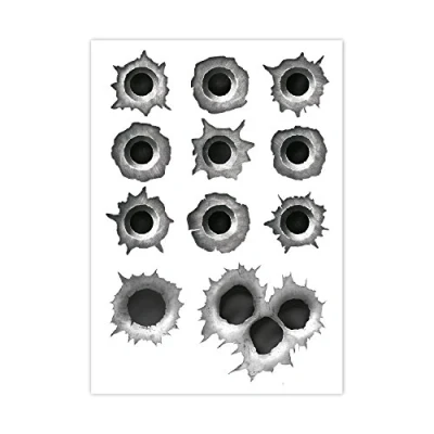 Abbildung von Einschuss Löcher Sticker Set I 11 Bullet Holes als Auto Aufkleber, für Roller Moped Motorrad Helm Notebook Laptop Smartphone schwarz grau kfz_276
