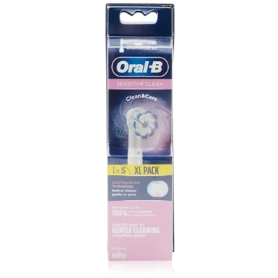 Abbildung von Oral B Sensitive Clean Ersatzbürstenköpfe für elektrische Zahnbürste, Packung mit 5 Stück.