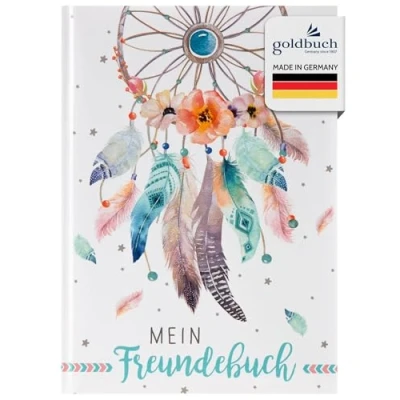 Abbildung von goldbuch 43 205 Freundebuch Traumfänger DIN A5, zum Ausfüllen, Erinnerungsbuch an Freunde, Notizbuch mit 84 illustrierte Seiten, Einband Kunstdruck, Weiß