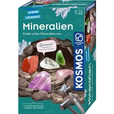 Abbildung von KOSMOS 657901 Mineralien Ausgrabungs Set, Grabe echte selbst aus, mit Hammer und Meißel, 5 faszinierende Schmucksteine, Experimentierset für Kinder ab 7 Jahre zum Thema Geologie