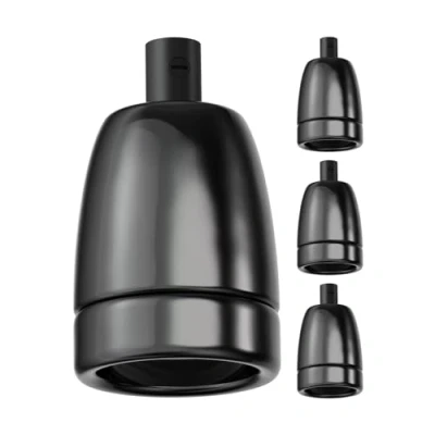 Abbildung von ledscom.de 4 Stück E27 Fassung, Porzellan, schwarz, 230V AC, max. 300W
