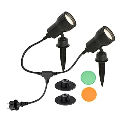 Abbildung von BRILONER Leuchten Außenleuchte, Gartenleuchte, Wegeleuchte, 2er Set, 2x GU10, 3 W, 250 Lumen, inkl. Erdspieß, IP44, schwarz