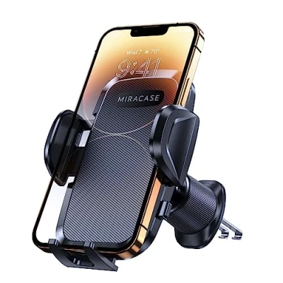Abbildung von Miracase Handyhalterung Auto【Hochstabile Doppel Stahlhaken】 Handyhalter fürs Auto Lüftung 360Drehung für iPhone 15 Pro Max/14/13/12/11/SE/Samsung/Oneplus/Huawei usw