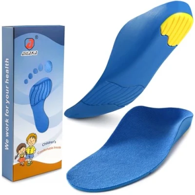 Abbildung von Ailaka Orthopädische Einlegesohlen Kinder, Schuheinlagen Kinder für Plattfüße,Fersensporn,Plantar Fasziitis,Metatarsalgie Blau