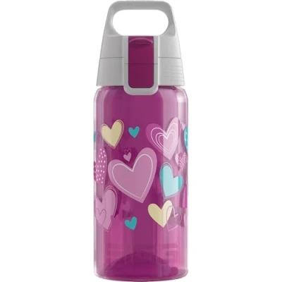 Abbildung von SIGG Trinkflasche Kinder Viva One Hearts Für Kohlensäurehaltige Getränke Geeignet Auslaufsicher Spülmaschinenfest BPA frei Sport &amp; Schule Pink mit Herzen 0,5L
