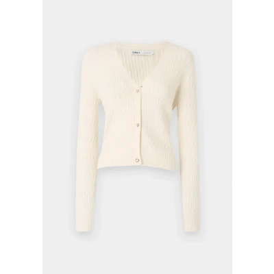 Abbildung von ONLY Onlkatia Cable V NECK Strickjacke, Damen, Größe: XL, Whitecap gray